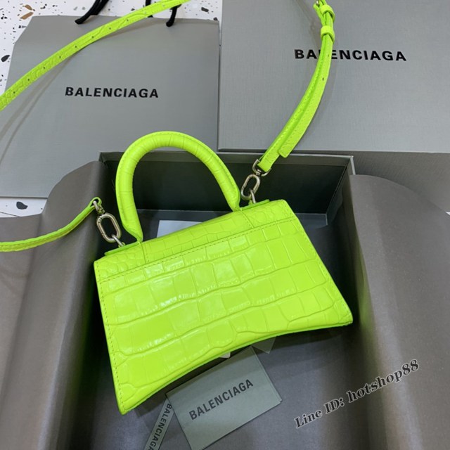 Balenciaga專櫃新款mini號手提肩背女包原單沙漏包 巴黎世家螢光綠沙漏包 fyj1421